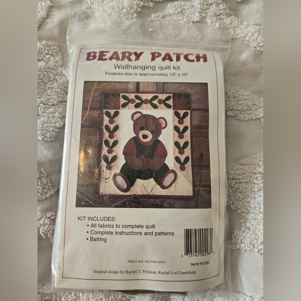 Wallhanging Quilt Kit Beary Patch Winter Bear 13×15 Complete Kit NOS NIP